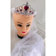 Veil with crown-White Veil with crown-White