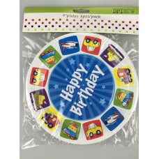 Happy Birthday 9''plates 8pcs