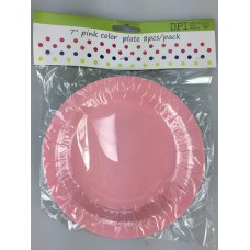 7'' Pink color plate 8pcs
